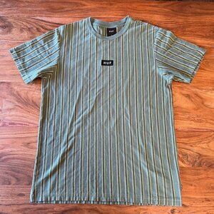 Huf Green & Yellow Striped T-Shirt L